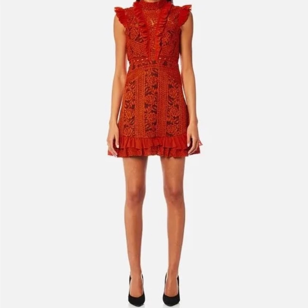 Three Floor Sienna Ruffled Lace Mini Dress